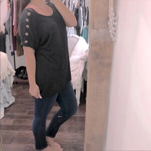 Always Indigo plus size 1X grey cozy top